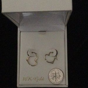 10k yellow gold heart earrings